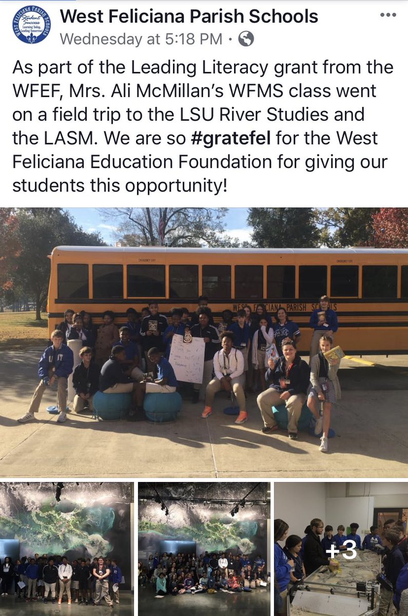 WfmsE's tweet photo. Thank you West Feliciana Education Foundation!!
We are #GrateFEL for your support!! #WFMSTheBest #WeAreWestFel https://t.co/F08nT6O2Y9