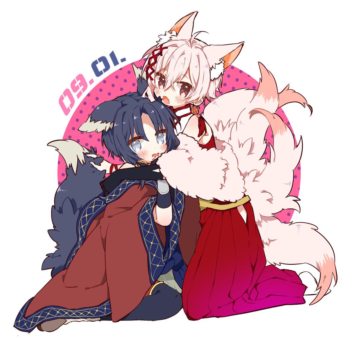 21.なんだろう…しょたのほっぺをふくふくに描くことですかね…命はかけてます(知らんがな)
22.最近は↓のしょたモフ×2がお顔もしっぽも思うように描けてまんぞくさんでした
23.就けない
24.ついった始めた頃ら辺(2014)の絵なんですが既にショタコン野郎でしたね…