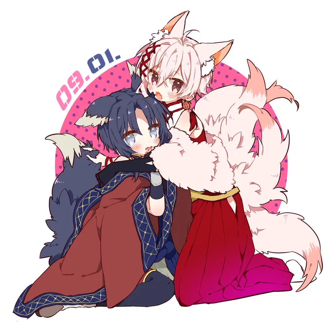 21.なんだろう…しょたのほっぺをふくふくに描くことですかね…命はかけてます(知らんがな)
22.最近は↓のしょたモフ×2がお顔もしっぽも思うように描けてまんぞくさんでした
23.就けない
24.ついった始めた頃ら辺(2014)の絵なんですが既にショタコン野郎でしたね… 