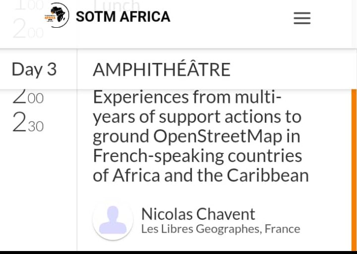 Honorable_Nath's tweet photo. @nicolas_chavent partage ses années d'expériences dans l'évangélisation d'#OSM, de Construction et de renforcement de Capacités des Communautés locales en d'#OpenStreetMap en #Afrique et dans le monde.
#SOTMAfrica2019 #Bassam https://t.co/oI5V1VGNBo