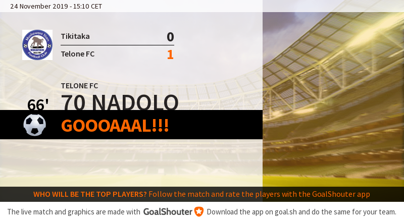 MTikitaka's tweet photo. 66' Mushowani Stars - Telone 0-1: Goal! 70 Nadolo (Telone FC) scores, assist from 12 Muzokomba https://t.co/n0fmG3IciJ https://t.co/DGgBGnJprJ