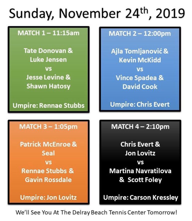 Join us today in #DelrayBeach for these pro-celebrity #tennis matches! 🎾👏