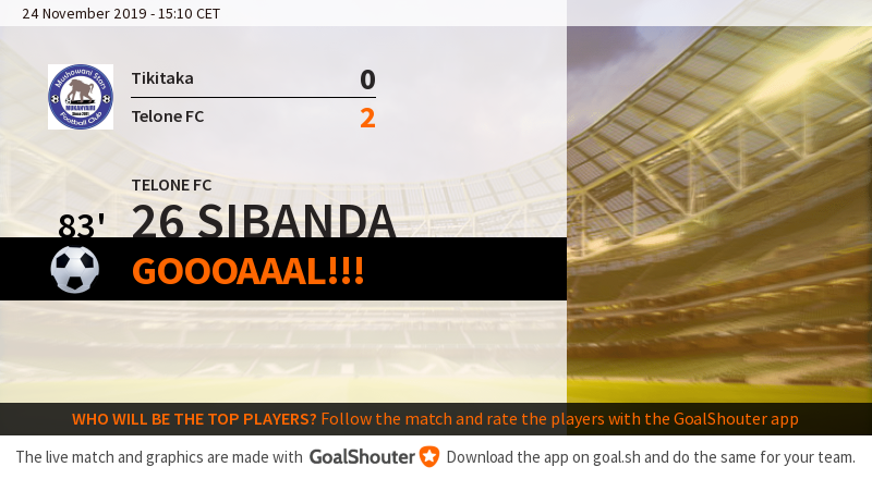 MTikitaka's tweet photo. 83' Mushowani Stars - Telone 0-2: Goal! 26 Sibanda (Telone FC) scores, assist from 4 Nyabinde https://t.co/n0fmG3IciJ https://t.co/rOa0V8jmyJ