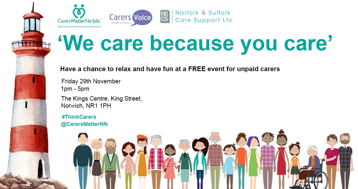 CarersMatterNfk's tweet photo. We want to give you a break and a chance to relax. 
Come along to Kings Centre and enjoy a massage, mindfulness, laughing yoga, singing, refreshments and much more! 
@CarersVoiceNW @NorfolkCC @NHSGYWCCG 
#thinkcarers #norfolk https://t.co/5RY0mHa6A2