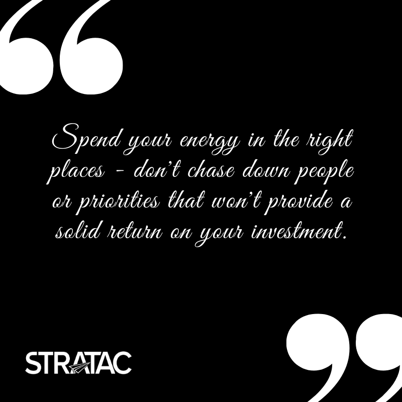 StratacM's tweet photo. People nowadays wear exhaustion and "hustle harder" as a badge of honor. I have to wonder if they're really spending their energy in the right places. Are they getting a solid ROI out of their investments? https://t.co/wPiC5bgXJr