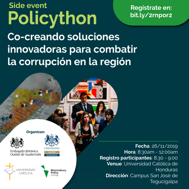 BPolicyGroup's tweet photo. Te invitamos al side event del #Policython2019 en #Honduras el próximo martes 26 en la Universidad Católica. Regístrate en ---> https://t.co/oHfZlZkxdL https://t.co/eCmAVuztM5