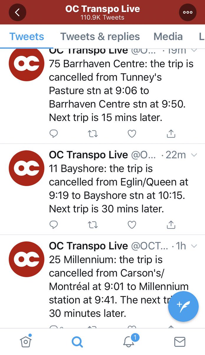 OttTransitRider's tweet image. Why so many cancellations this wknd, @OC_Transpo?? There were &amp;gt;40 reported yesterday (which means actual number was higher) &amp;amp; we’re already &amp;gt;dozen at 10am Sunday...ALL leading to 30- 120min service gaps! This is UNACCEPTABLE. 

@sarahmeaghang #OCTranspo #OttTransit /SB

Examples: