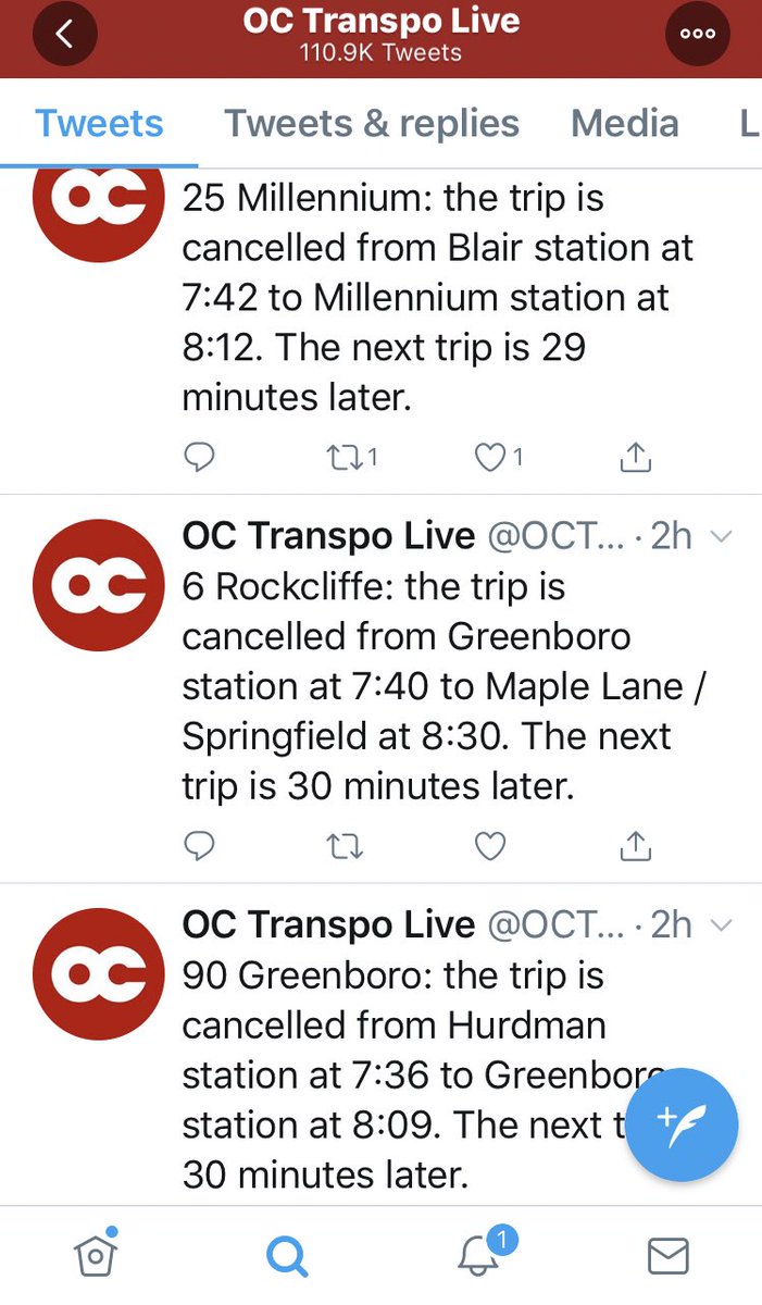 OttTransitRider's tweet image. Why so many cancellations this wknd, @OC_Transpo?? There were &amp;gt;40 reported yesterday (which means actual number was higher) &amp;amp; we’re already &amp;gt;dozen at 10am Sunday...ALL leading to 30- 120min service gaps! This is UNACCEPTABLE. 

@sarahmeaghang #OCTranspo #OttTransit /SB

Examples: