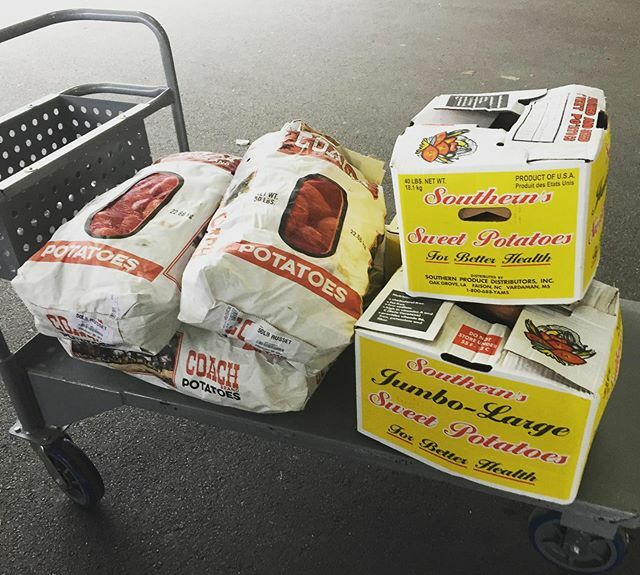 Thanks to all of the donors we’ve been able to start the shopping. This cart has 200 pound of potatoes and 120 pounds of yams. On Wednesday morning, volunteers will start cooking and at 5:30 pm serve a free community Thanksgiving Eve meal. See link in bi… ift.tt/2s8H9dL