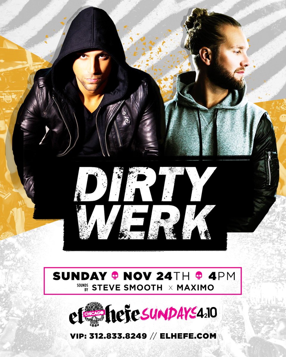 Hey Chicago, join me tonight at <a href="/ElHefe_Chicago/">El Hefe Chicago</a> with <a href="/DJSteveSmooth/">Steve Smooth</a> as <a href="/dirtywerkmusic/">Dirty Werk</a>! #chicago #housemusic