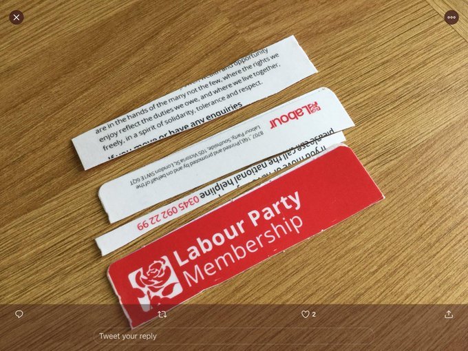 Like Chris Williamson, the true Corbyn, said... we've become too apologetic... and the polls show it. So I've destroyed my membership card and quit the party.I urge all true Corbyn supporters to do the same and not vote in protest.  #dontvotelabour