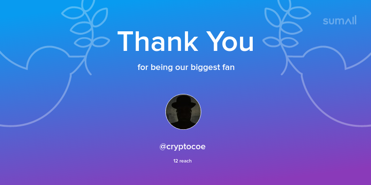 Our biggest fans this week: cryptocoe. Thank you! via sumall.com/thankyou?utm_s…