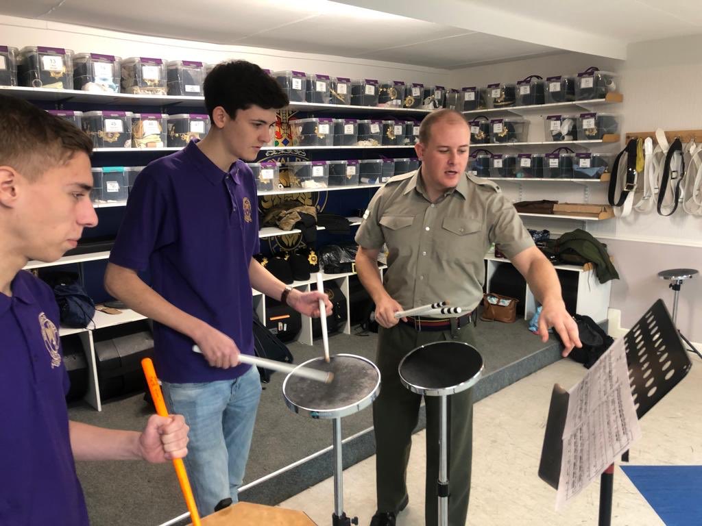 MajHuwWilliams's tweet image. The team are in Essex today! Capt Trudgeon, Bugle Major Piner, instructors and some of our trainees coaching and rehearsing with @brentwood_band