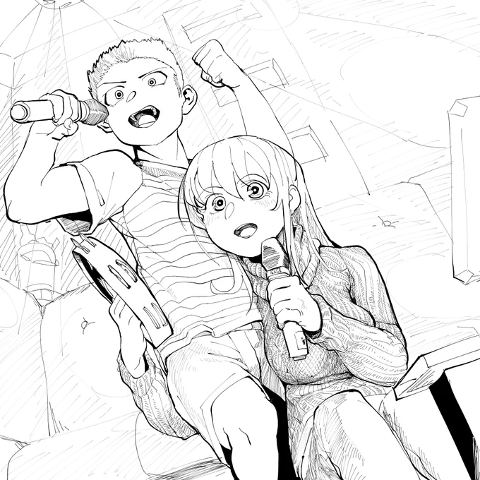 probably singing the opening to some anime he likes 