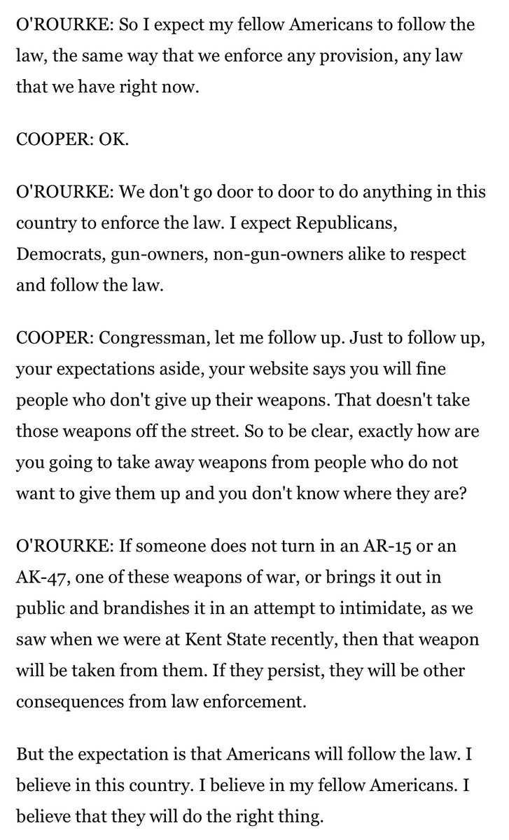  INCORRECT: Beto “went pro-confiscation of firearms.”Broad and misleading.CORRECT: Beto went pro mandatory buyback for firearms meant for a battlefield.