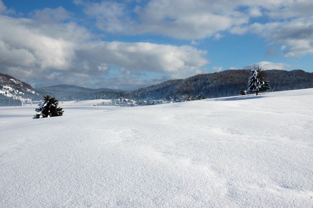 This is Babno polje (Grandmother's field), a valley in Slovenia. This is the coldest place in Slovenia...