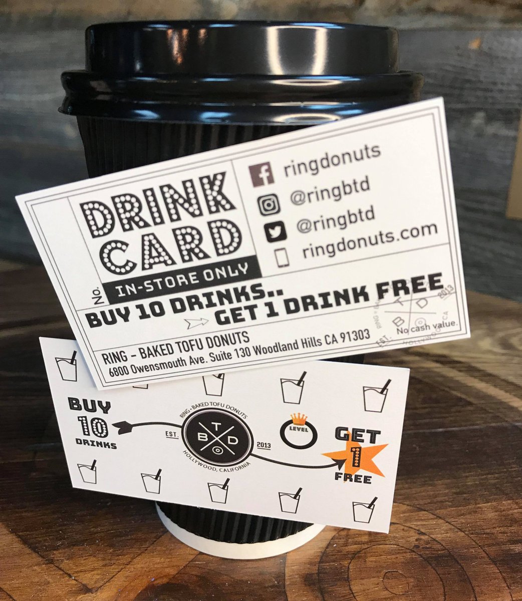 RingBtd's tweet photo. A new drink card arrived!! Now when you buy any of our delicious drinks for 10 times, you will get one free drink! ☕🍵🍹🆓

#spreadthewords #sharethenews #ringdonuts #drinkcard #ringbtd #coffee #matcha #greentea #lemonade https://t.co/mq8KpHpjTk