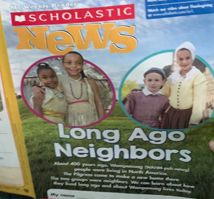 16) I see lot of photos of teachers referring to  @Scholastic materials, including this News item. See "Long Ago Neighbors" on there? NEIGHBORS? Come on, Scholastic. You know better. But I forgot: you're a company. Tho you're the "educational" publisher, your bottom line is $$.
