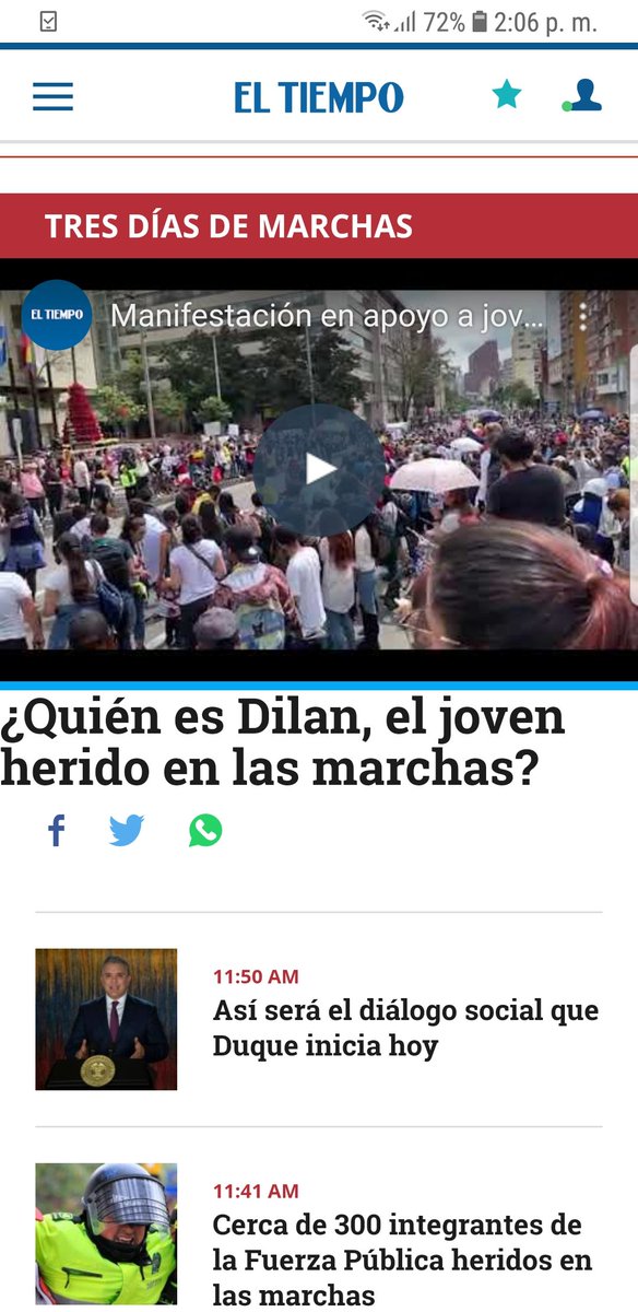 RafaNietoLoaiza's tweet photo. ¿Puede El Tiempo explicar por qué el hecho de que Dilan, un muchacho que participaba en las pedreas, resultara herido es mucho más relevante que los 300 policías que han corrido la misma suerte durante las protestas? ¡Los policías son más y, ellos sí, cumplían con su deber! https://t.co/7JGXLYWlnd