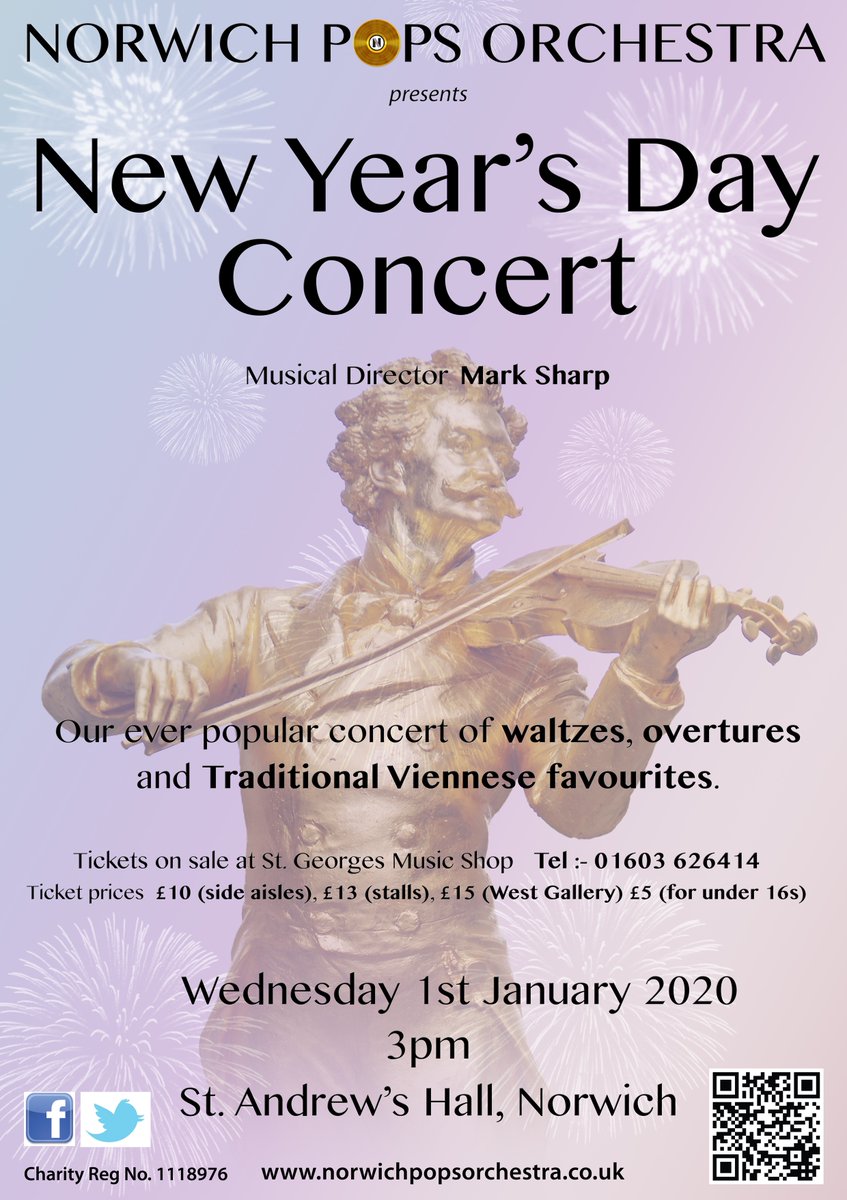 NorwichPops's tweet image. Just over a month to go until our New Year's Day Concert 2020 @thehallsnorwich. Our ever popular concert of waltzes, overtures and traditional Viennese favourites.
Hope to see you there! Tickets on sale @StGsMusic or visit norwichpopsorchestra.co.uk