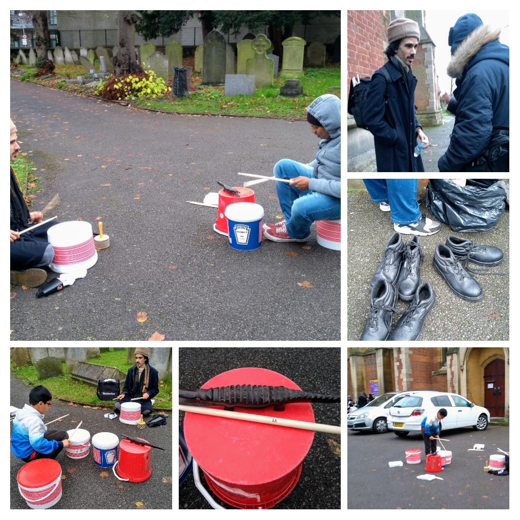 SloughOutreach's tweet image. Sunday afternoon at #StMarysChurch for our weekly #BikeWorkshop and drumming session from Nick while the kind volunteers provided the hot food meals for @londonsloughrun. Working together to help and support those in need #Bikes4Homeless #Souprun #percussion #engagement #Homeless
