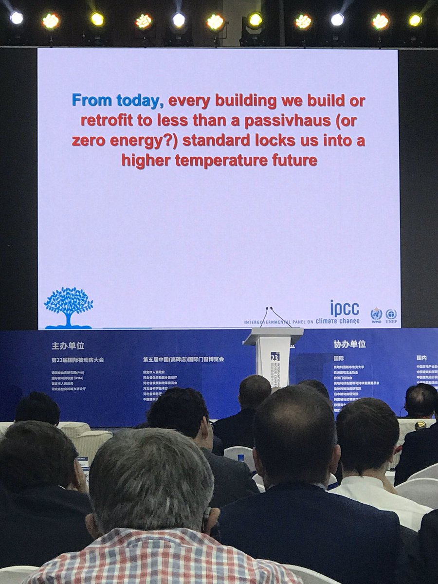 -  @DianaUrge’s closing summary framed the rest of the conference proceedings:  #Passivhaus is a baseline. We must add upfront materials carbon & durability. Buildings are THE key to 1.5C. Every building built TODAY that isn’t these 3 things, locks us into higher temps.  #IPHC23