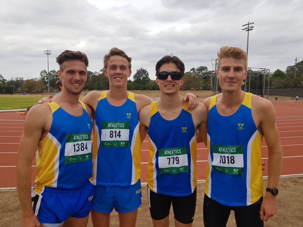 rbharriers's tweet image. And then big boys continued long tradition of our success in 4x1500m event, after all RBH holds NSW record. This quartet brought us another silver medal (left to right): Richard Newell, Drew Fryer, Anthony Vlatko and Stefan Music. Great job guys!