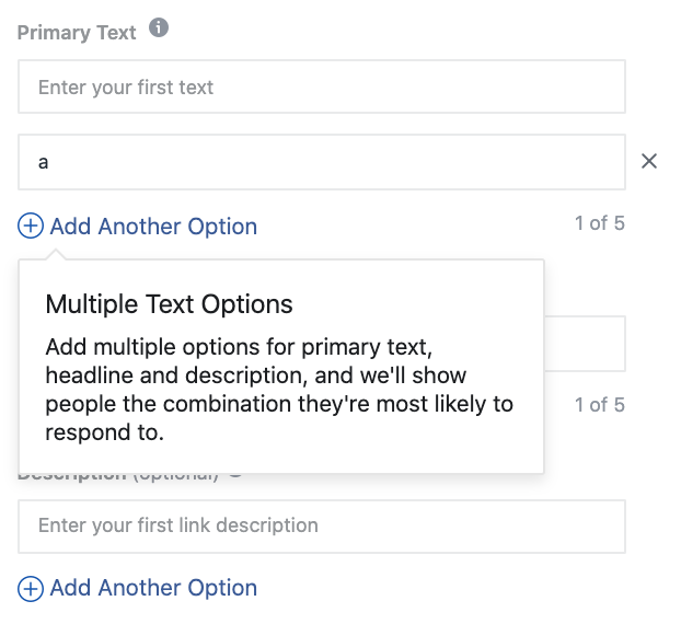 Day 5 - 11/23Test multiple text variations without using a dynamic creative ad.Using this feature you can have multiple ads under a single ad set opposed to when you use a dynamic creative ad and are limited to one ad.