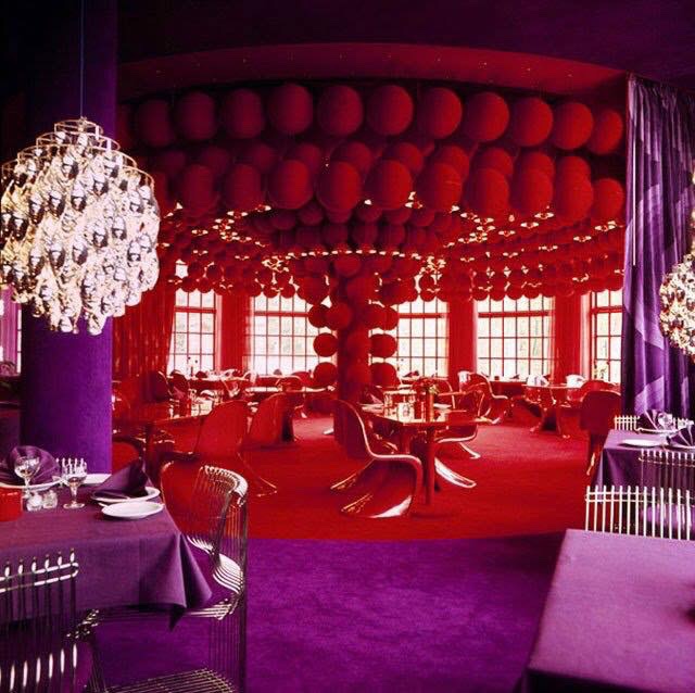 Varna Restaurant, Arhus. Verner Panton, 1971. Images via Verner Panton Design