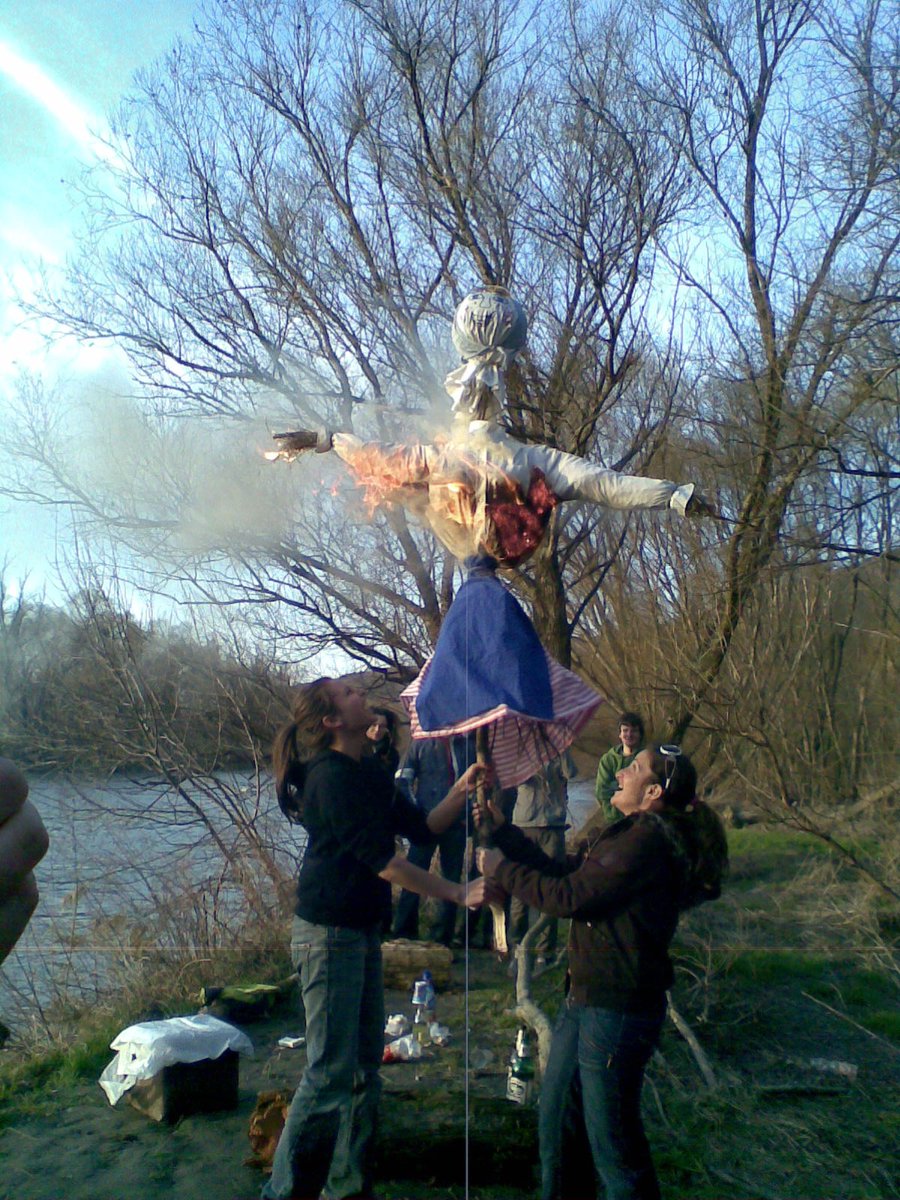 And it is Morana (Morena, Marzanna) whose effigies are made at the beginning of every Spring, and are then burned or drowned (or both, to be sure to be sure ). This is done to make sure winter doesn't return. Burning - warming of Mother Earth, Drowning - showing of Mother Earth