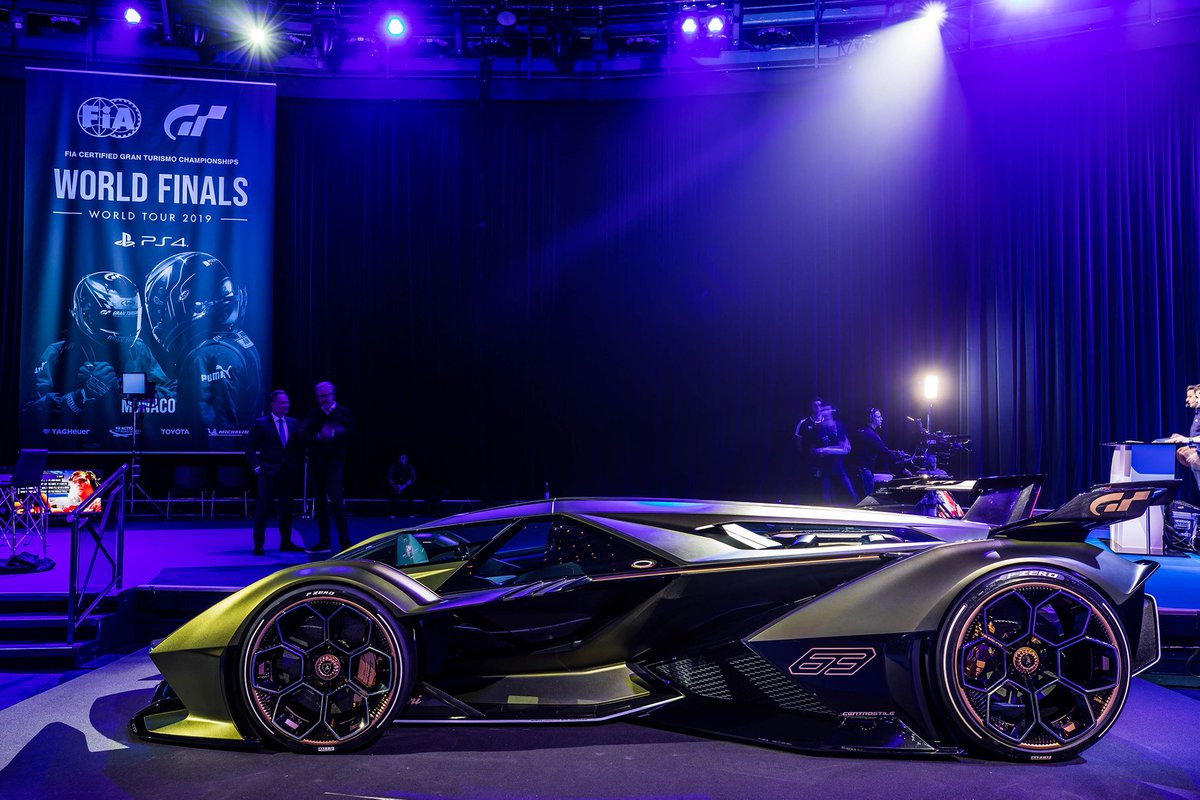 The show is on: Vision Gran Turismo is here! We unveiled it at the ongoing World Finals of the 2019 FIA Certified Gran Turismo Championships with @thegranturismo.  
Discover more: lam.bo/Vision-Gran-Tu…

#Lamborghini #VisionGranTurismo #FIAGTC #GTSport #LamborghiniESports