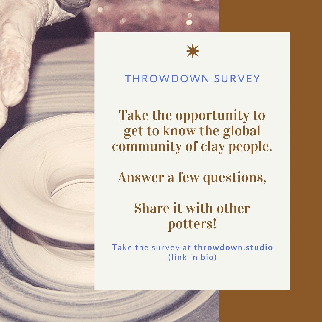 StudioThrowdown's tweet image. As the first event for my pottery appreciation studio I'm running this survey about potters and their habits.

I'd love you to contribute your thoughts  :)

If you have a quick minute, you can find the survey at throwdown.studio