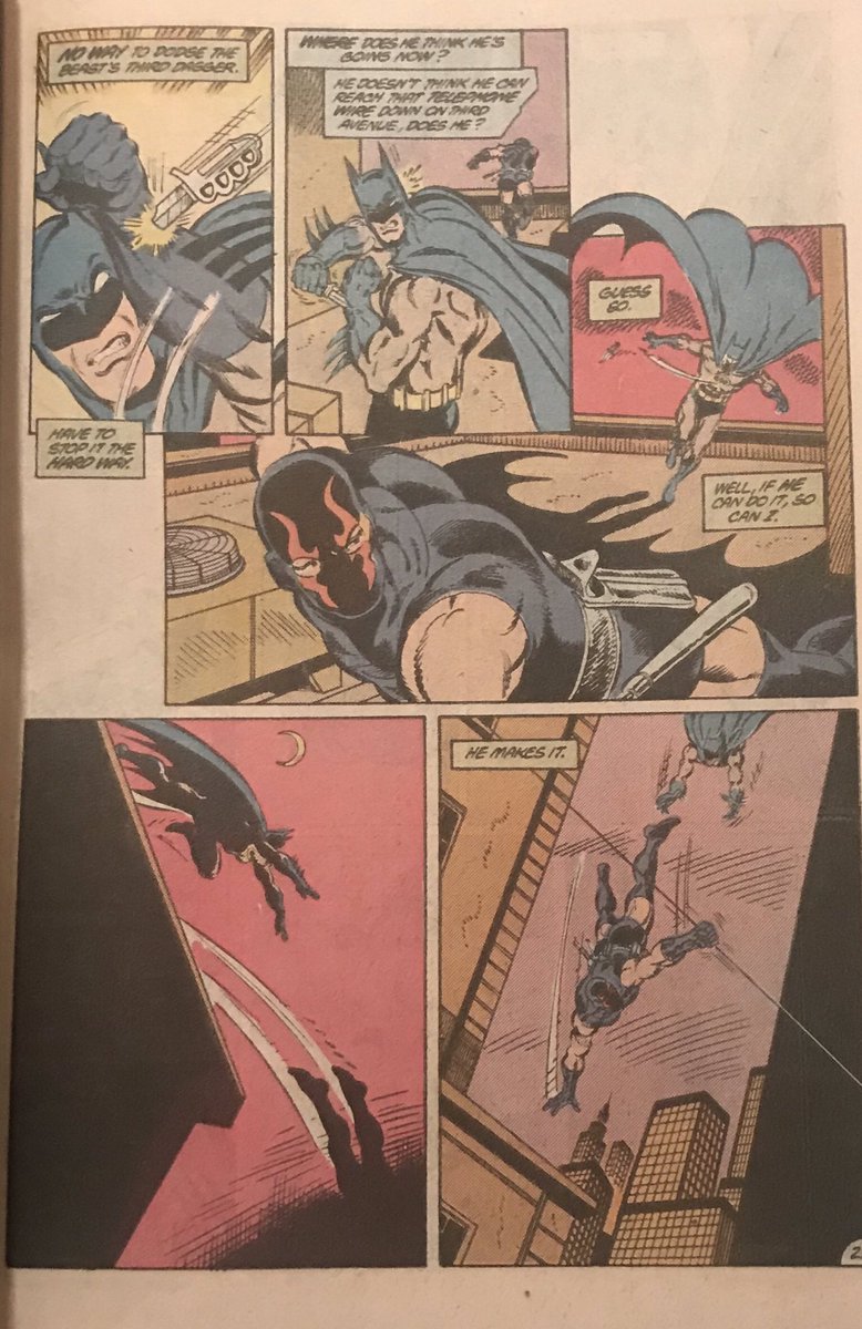 Another rooftop chase sequence, another opportunity for Aparo to take your breath away. Just for fun look for shadows here, Aparo was meticulous about keeping track of lighting and showing cast shadows, many artists forget this.