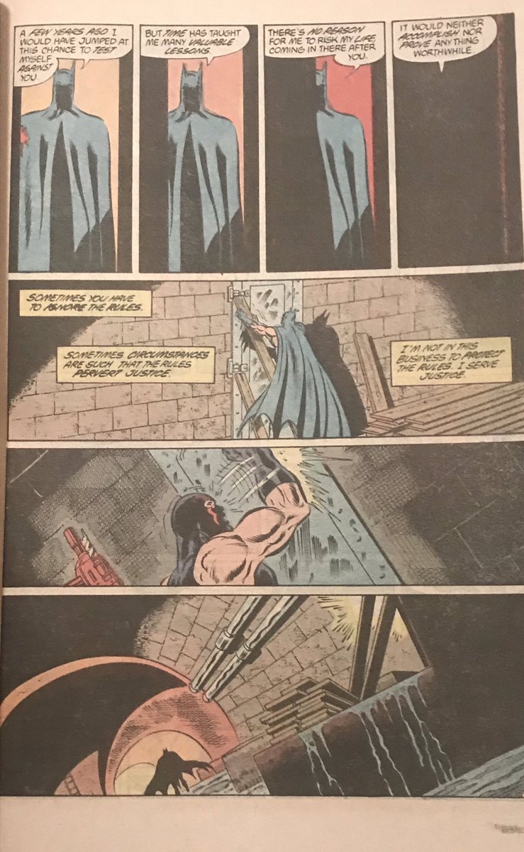 Starlin has a great handle on the idea of Batman as an aging hero, he won with smarts and skills, not just raw physical toughness. This scene at the end was brilliant. The top four panels of pg 3 are boss. This series is pure gold, story and art. Highest possible recommendation.