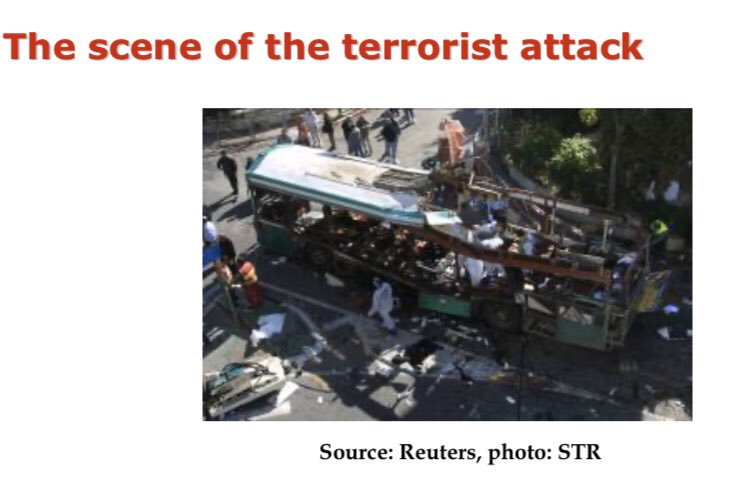 127) Organization: FatahOn January 29 2004, a 25 year old resident of Ayda (near Bethlehem) blew himself up on bus 19 in the center of Jerusalem. He was also a policeman with the Bethlehem police force.11 killed, 44 wounded.