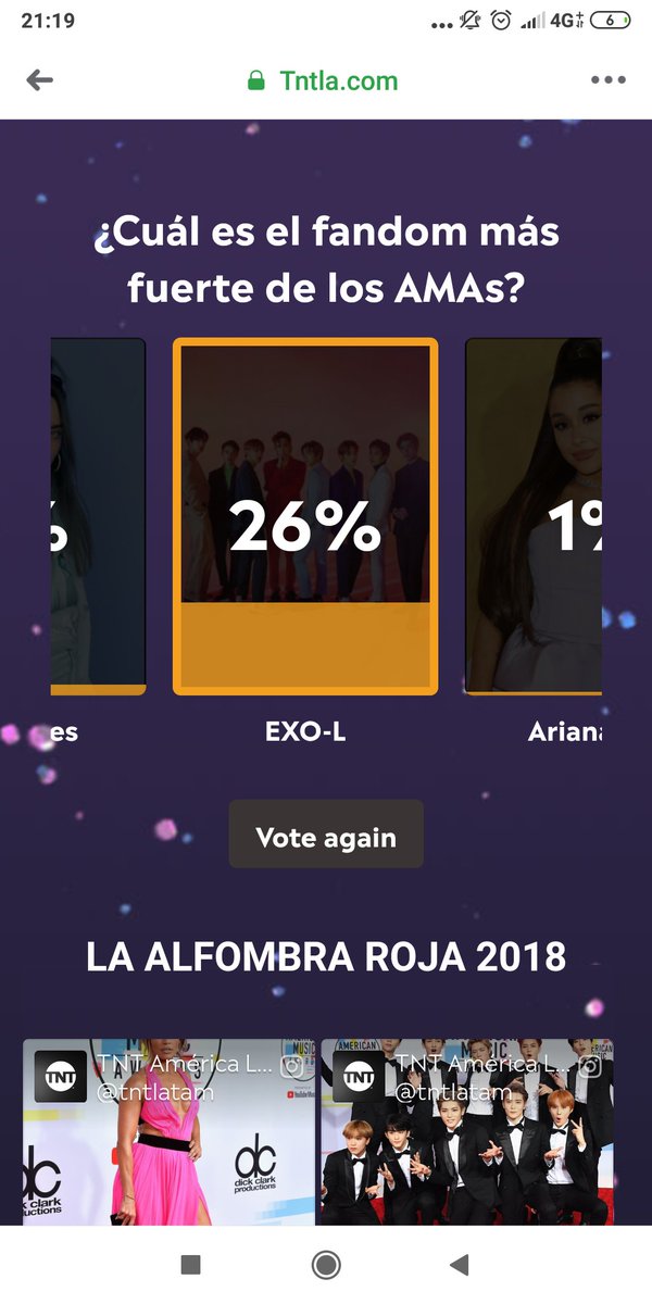 exos_hoes's tweet photo. En los últimos 20 minutos hemos subido el 10% ✨

Por favor, sigamos votando! #EXO #AMAs2019 #AMAsTNT @weareoneEXO 

Link: https://t.co/Cv5qr5St7b https://t.co/yywj6zxmhc