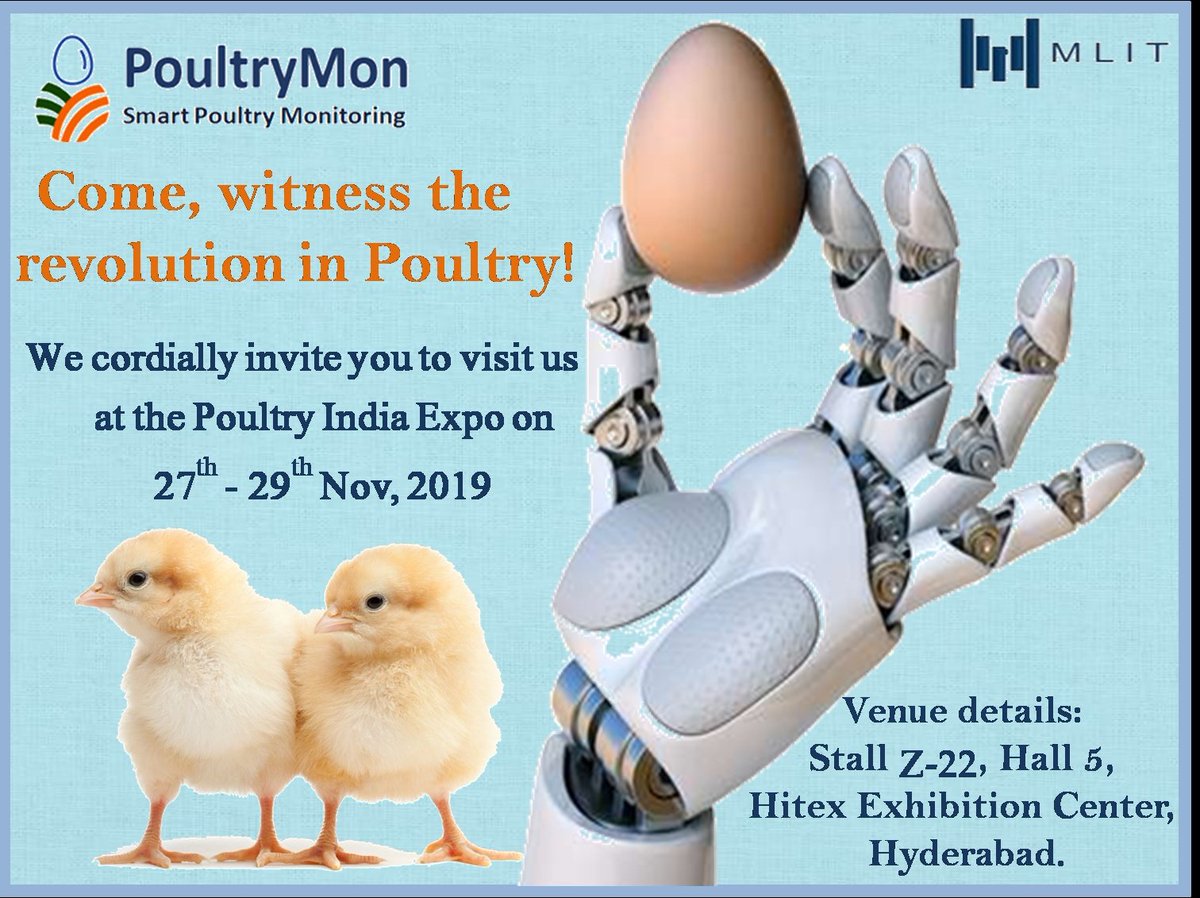 MonPoultry's tweet photo. Poultrymon is the one stop solution for your farm's well being
Visit our stall to know more about our product.
#poultrymon #smart #poultry #monitoring #eggs #chickens  #healthy #hatcheries #incubators #farms #poultry #india #expo #hyderabad #telangana #startup https://t.co/TCdrN277jf