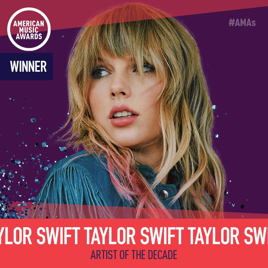 AMAs's tweet image. Congrats to our #AMAs Artist of the Decade, @taylorswift13  #TaylorOnAMAs