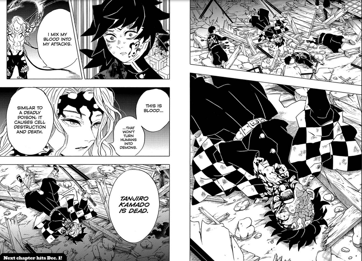 O Xrhsths Kushikime Sto Twitter Kimetsu No Yaiba 184 Wow The Mangaka Went Off The Rail Here And Killed The Mc My Money Is On Maybe Nezuko Saving Him Somehow But I M