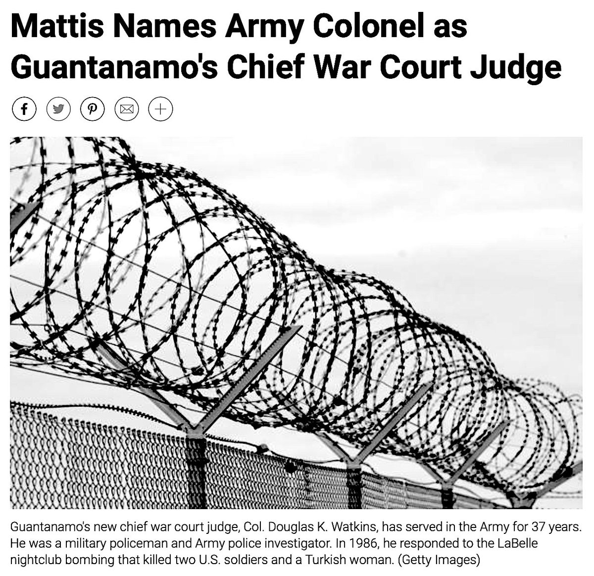 SoD Jim Mattis Named Army Colonel As Guantanamo's Chief War Court Judge.Miami Herald, Carol Rosenberg, October 20, 2018 https://www.military.com/daily-news/2018/10/20/mattis-names-army-colonel-guantanamos-chief-war-court-judge.html