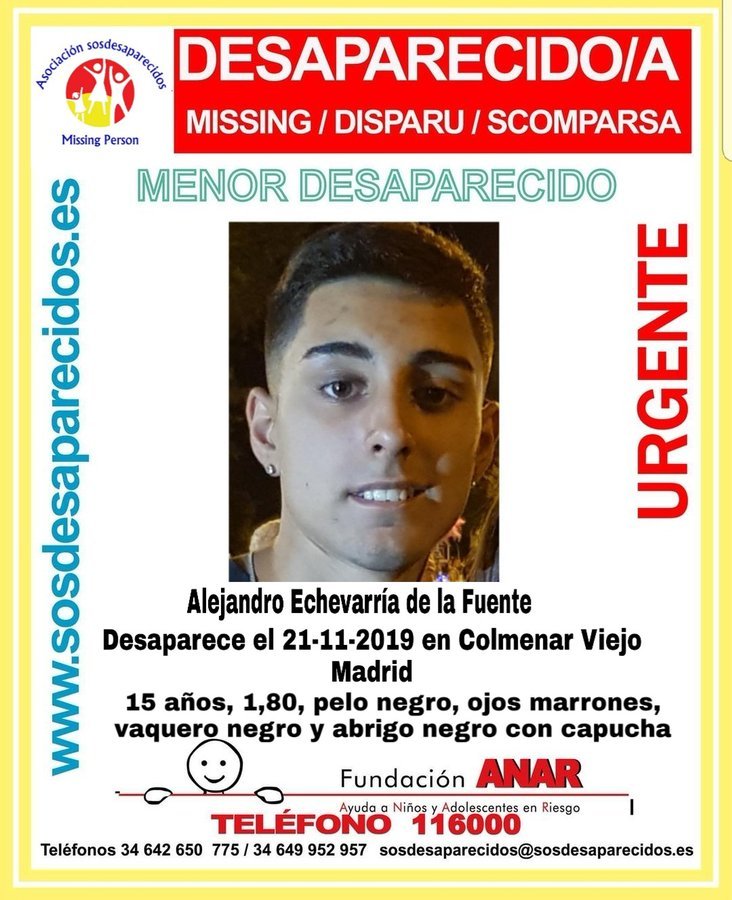 guardiacivil's tweet photo. 🆘#MUYURGENTE ⚠️
Este es Alejandro, un #menor que ha #desaparecido en Colmenar Viejo #Madrid 

Si lo ves llámanos 
☎062
☎112
Colabora, tu RT no cuesta nada y es muy importante para localizarla https://t.co/KmpLanXHnI