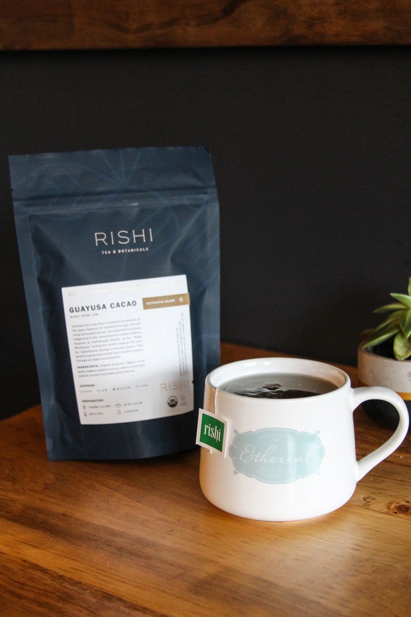 EtherealConf's tweet photo. @rishitea is now on the menu at Ethereal! Come try a mug of their Guayusa Cacao blend- made with our cocoa shells and nibs. Guayusa is a naturally caffeinated herbal infusion and has twice as many antioxidants as green tea. (You can also buy larger bags from our market!) https://t.co/11SXYMyQTm