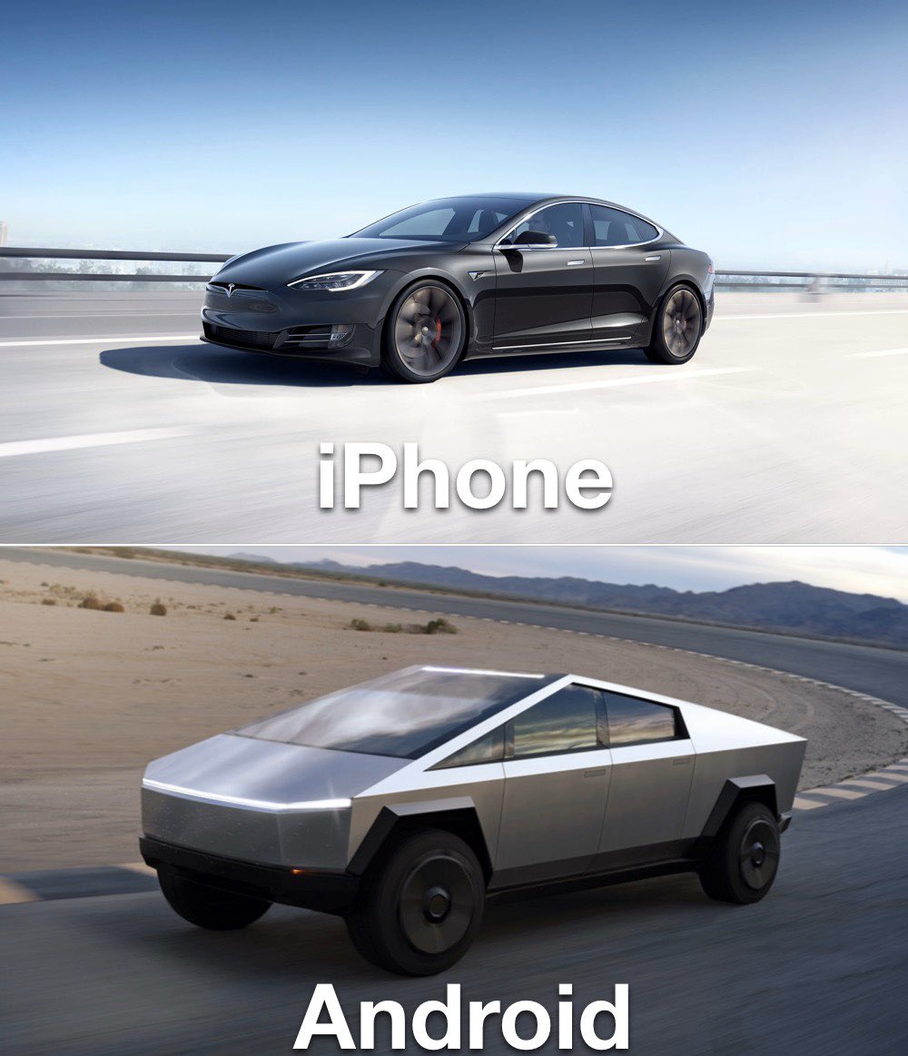 omeara7's tweet photo. Shocked I haven’t seen this yet #tesla #TeslaCyberTruck #iphone #android https://t.co/T2zWsfRxCC
