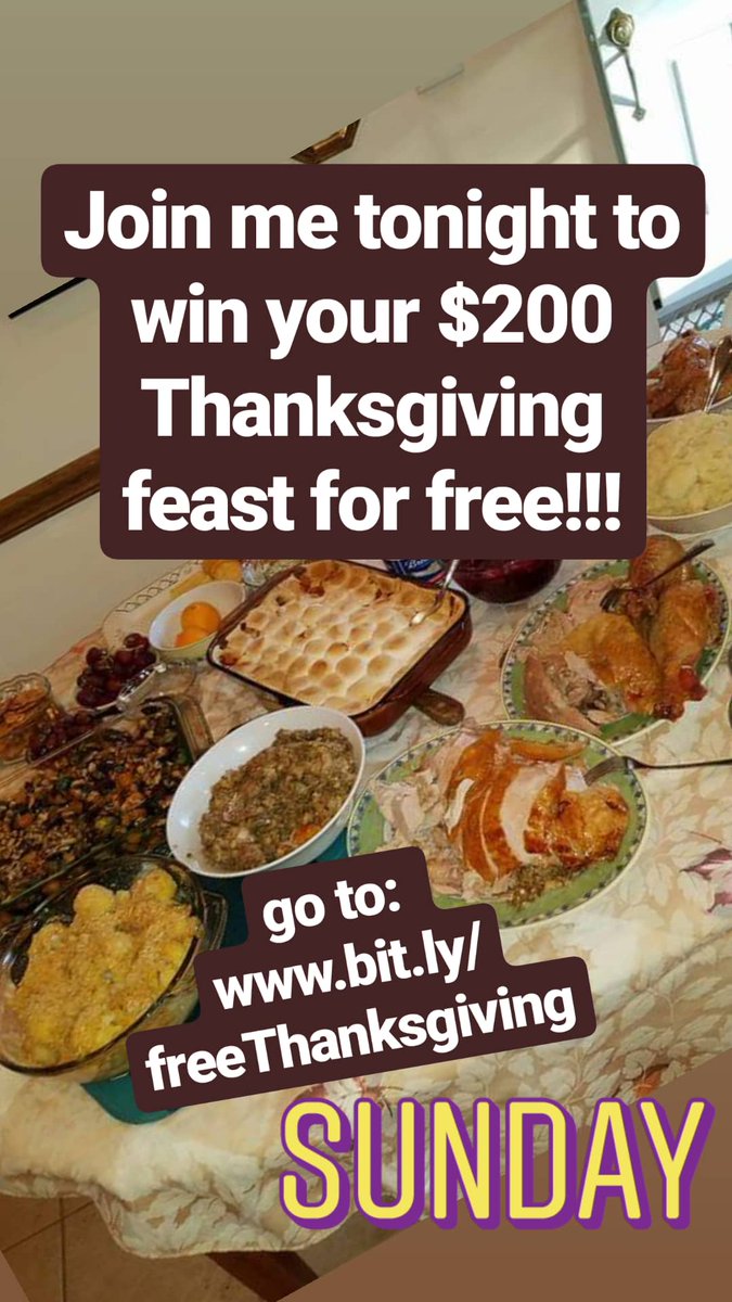 fabdiynails's tweet photo. Win a free Thanksgiving Feast tonight!!! 
https://t.co/yETZKVqONf

#free #Thanksgiving
#CBD
#Entrepreneur #homebusiness #ThanksgivingDinner #food #SundayFunday https://t.co/dfO2StjlAg