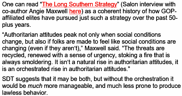 And, in fact, "The Long Southern Strategy":  https://www.amazon.com/Long-Southern-Strategy-American-Politics-ebook/dp/B07RWP3D3VSalon interview:  https://www.salon.com/2019/07/01/the-long-southern-strategy-how-southern-white-women-drove-the-gop-to-donald-trum/describes how that was directed & accelerated by the GOP here in the US. Co-author  @AngieMaxwell1 comments: 6/14