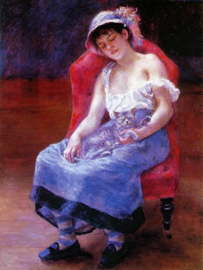 Renoir, Sleeping Girl (Girl with a Cat), 1880