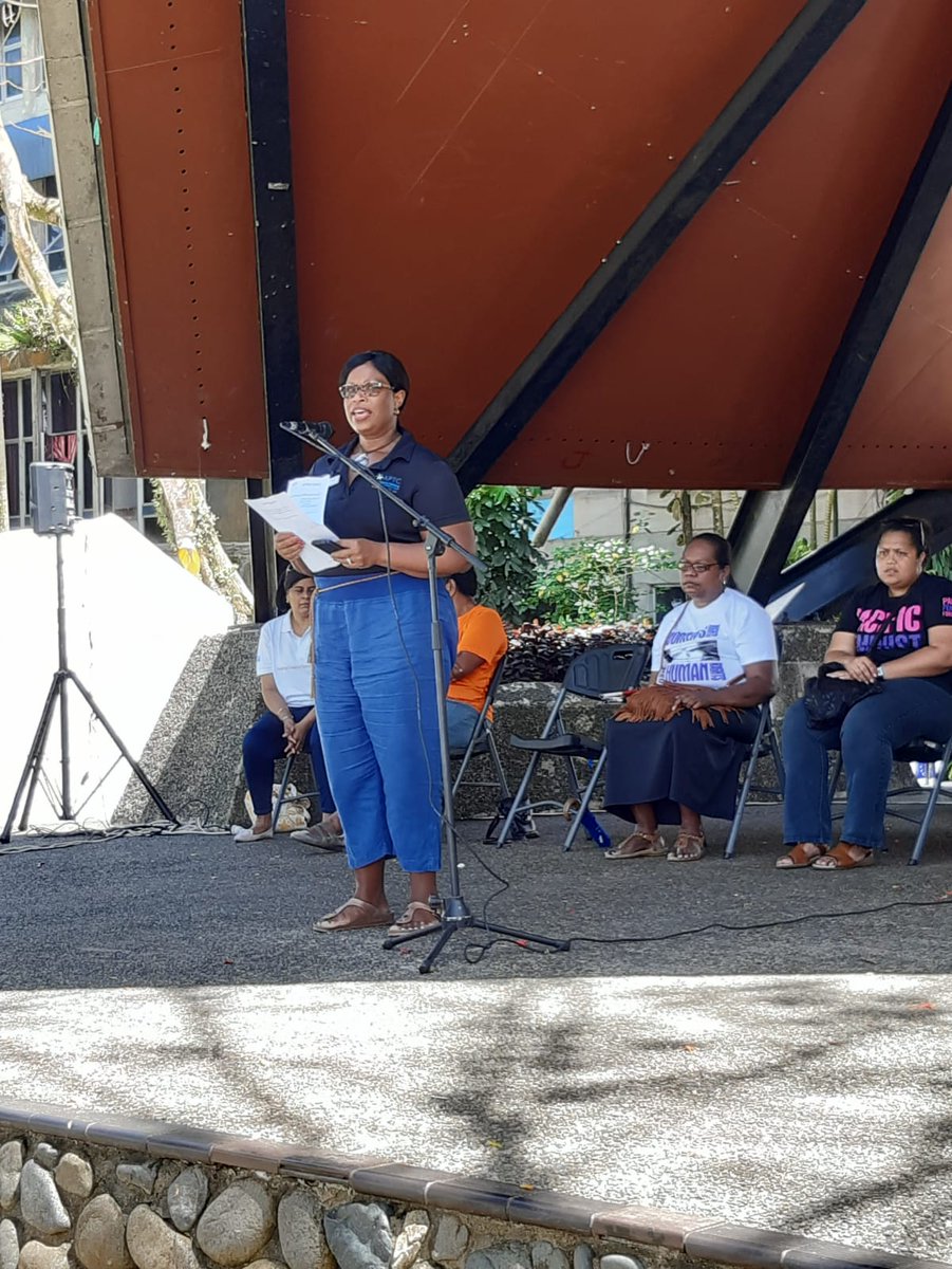 EDAPTC's tweet photo. #APTC Deputy CEO Lori Dutta and our team marching in solidarity for the elimination of all forms violence against women &amp; girls this morning. ✊🏾✊🏻✊🏿Organised by @COMMSFWCC, the march kicks off the #16DaysofActivism2019 across the 🌏. #orangetheworld https://t.co/KyFu1Hl0Ii