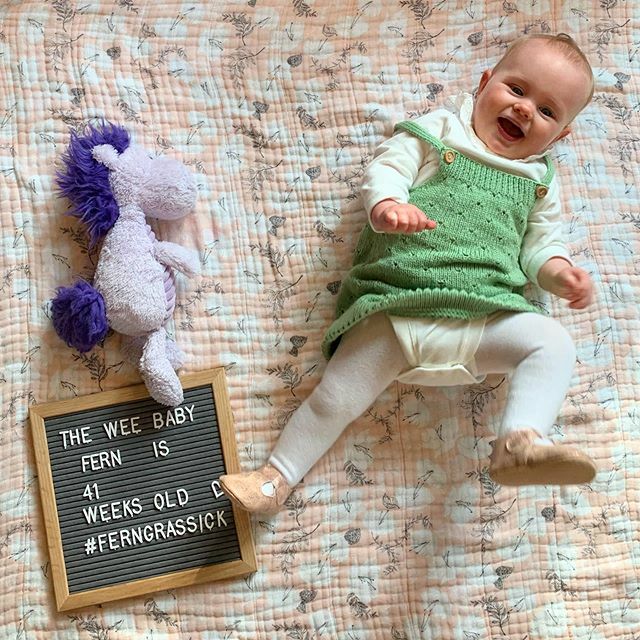 mgrassick's tweet image. In the last six weeks Fern has gone from crawling, to sitting up by herself, to standing, then to walking with a walker and now to cruising. IN JUST 6 WEEKS!! #FernGrassick #41Weeks #PurpleHorsey ift.tt/2KPlA8M