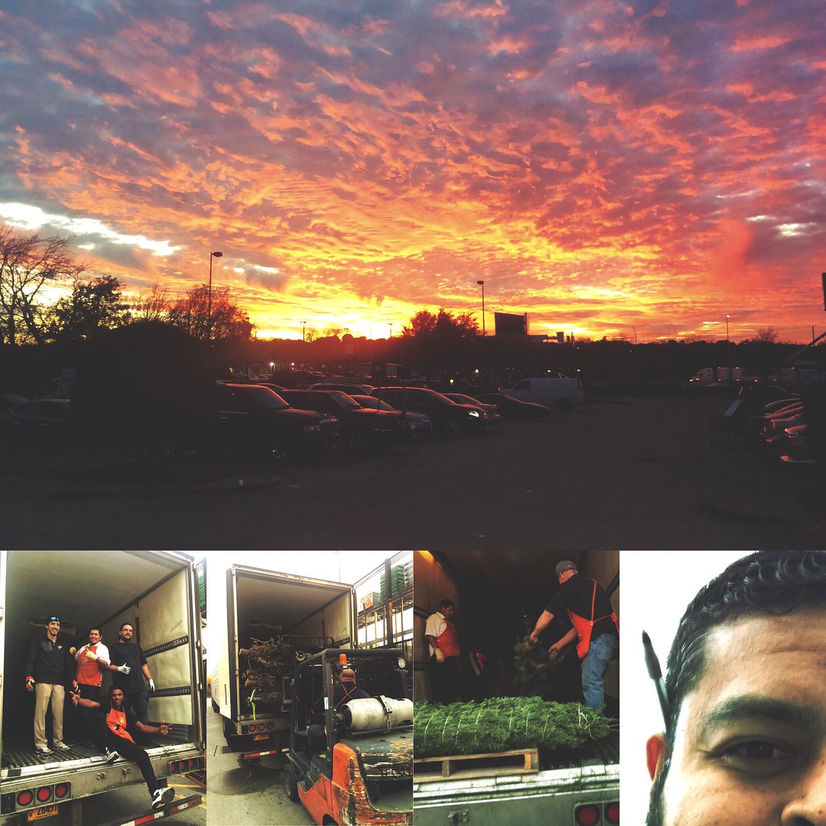 MiguelFuentesTX's tweet photo. Live Christmas Trees by hand... No problem! Driver said the fastest unload his seen!💪🏽 #TeamWork #TheHomeDepot #Store8976 #LeadFromTheFront https://t.co/B5CIUUe8r1