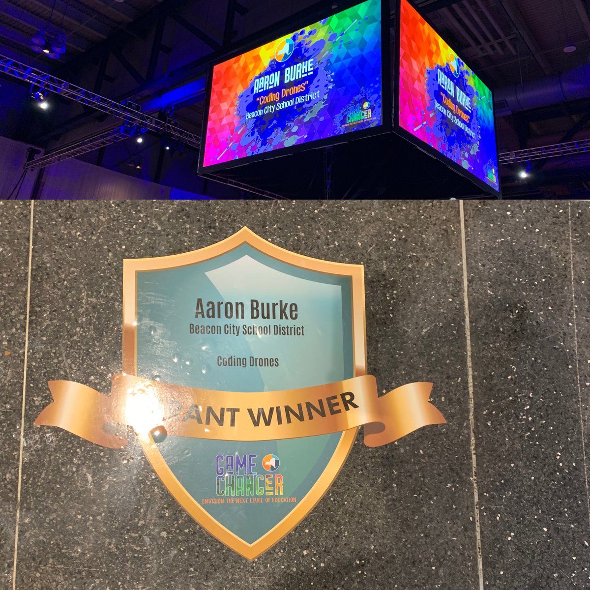 techkealy's tweet image. ⁦⁦@BeaconCSD⁩ NYS Master Teacher Aaron Burke was just honored for writing and being awarded a “coding drones”  grant @nyscate annual conference! #NYSCATE2019